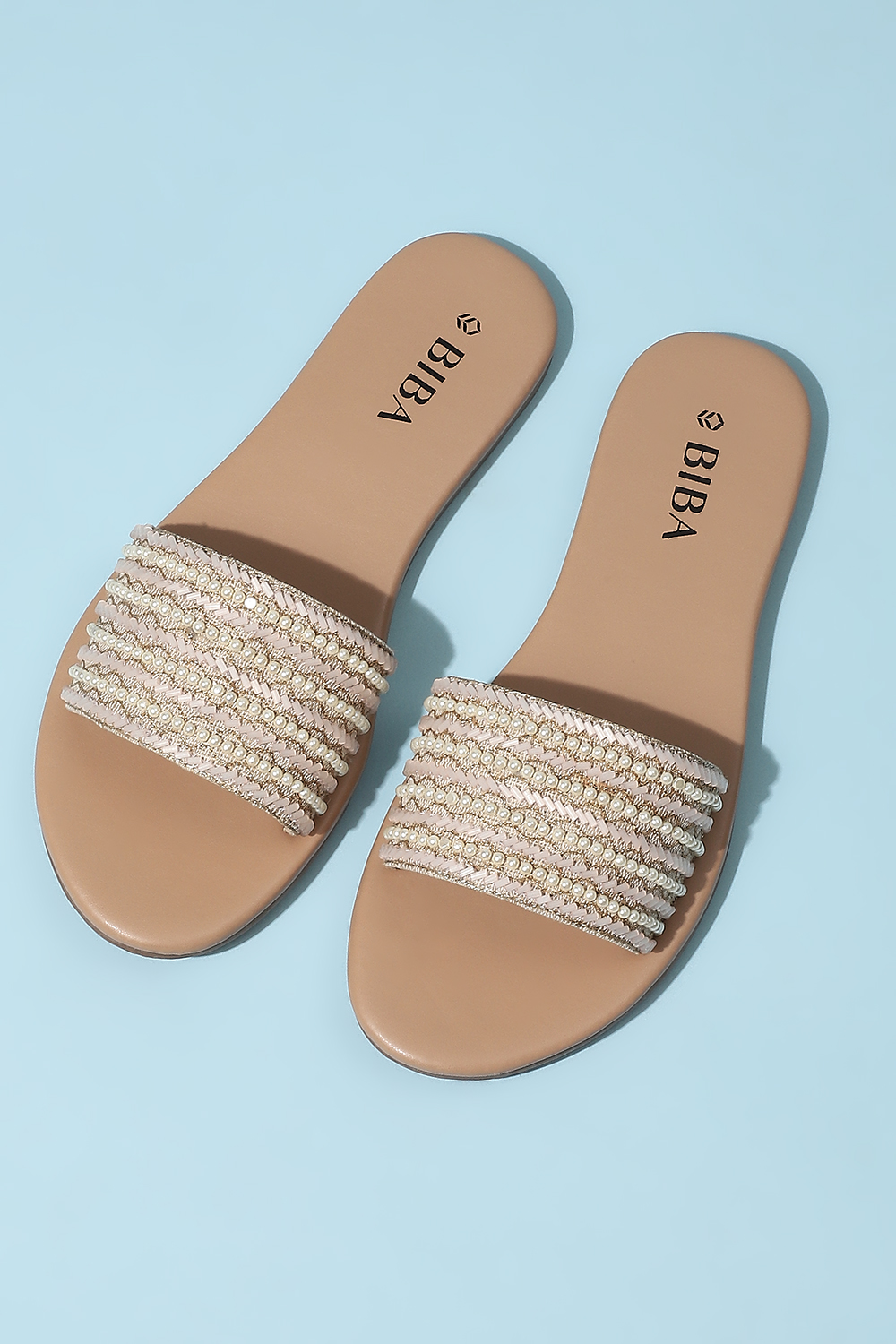 Beige Embellished Sandals image number 5