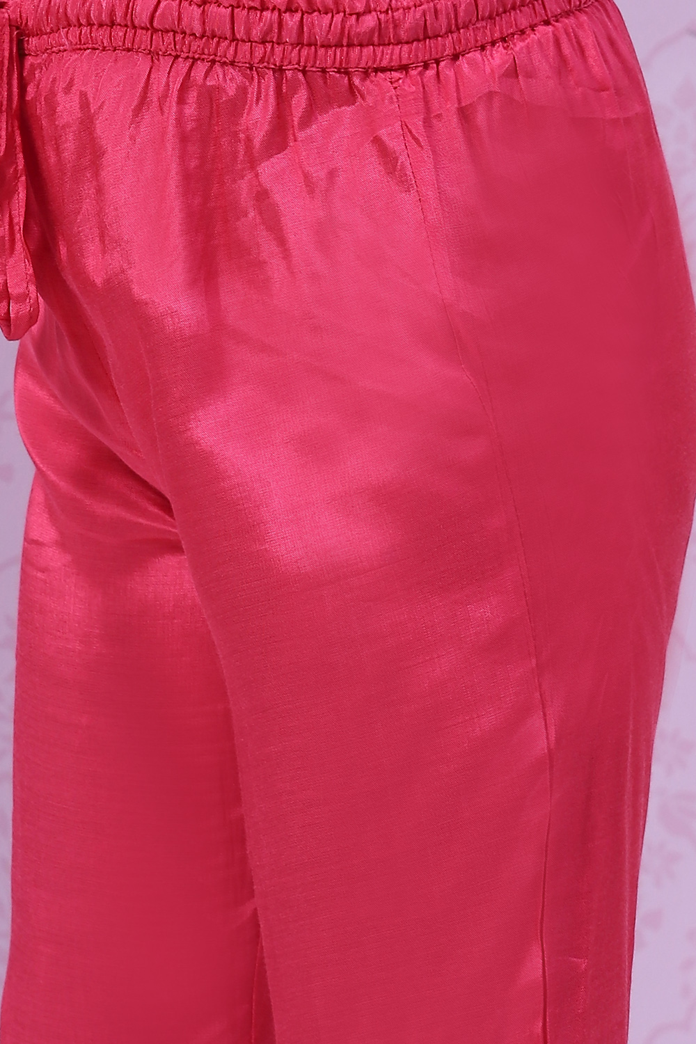 Pink Poly Viscose Straight Kurta Pants Suit Set image number 2