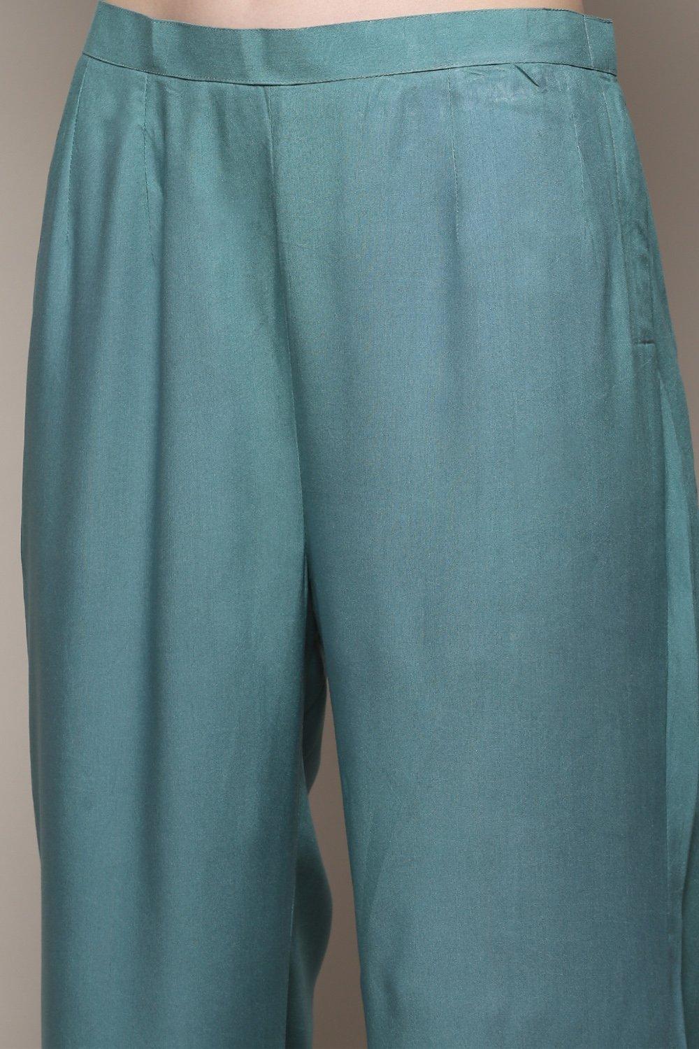 Blue Chanderi Unstitched Suit Set image number 7