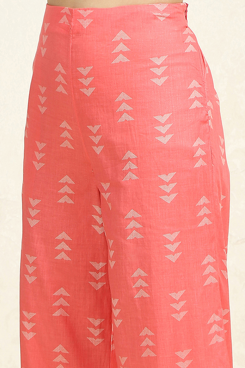 Pink Cotton Hand Block Print Unstitched Suit Set image number 3