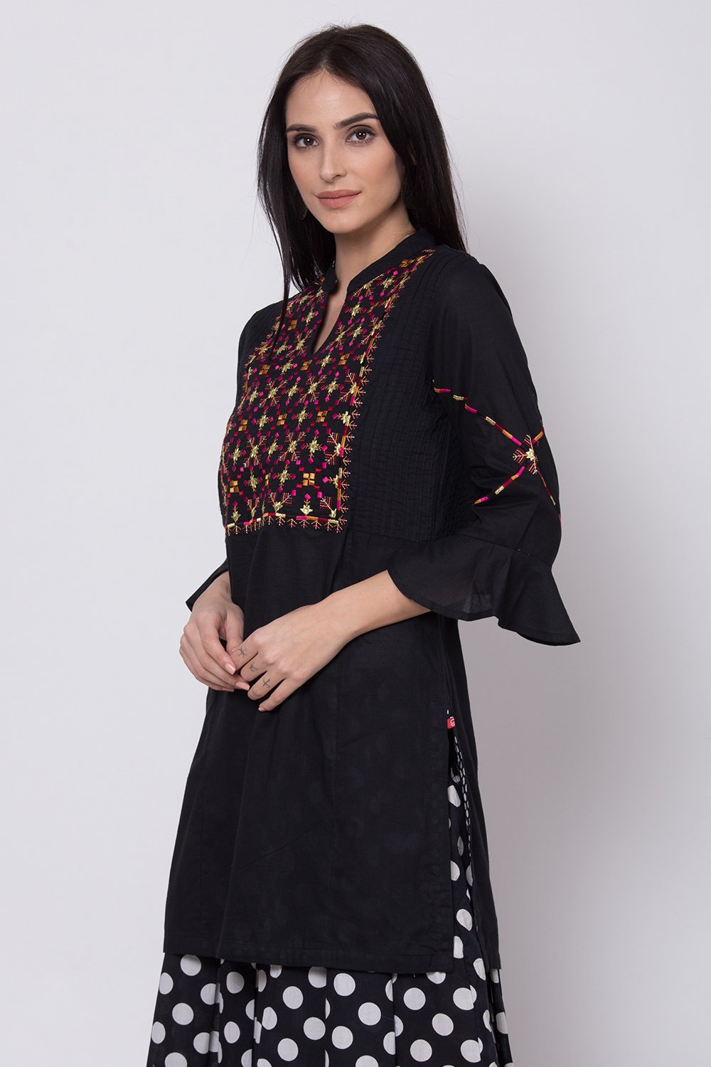 Black Cotton Kurta image number 2