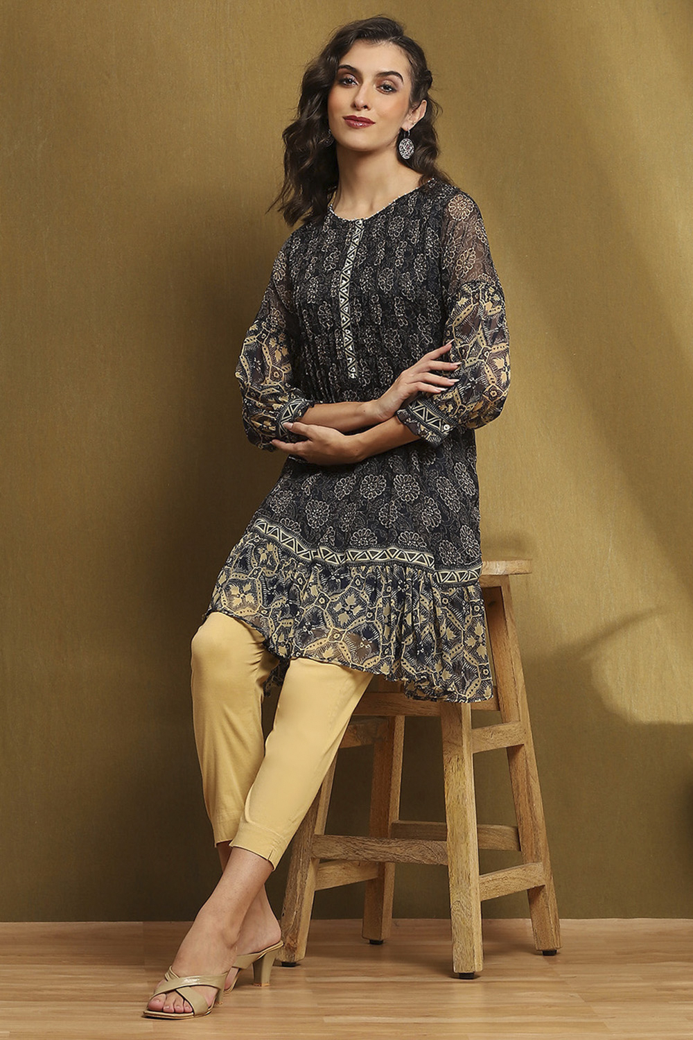 Blue Georgette Straight Kurta image number 0