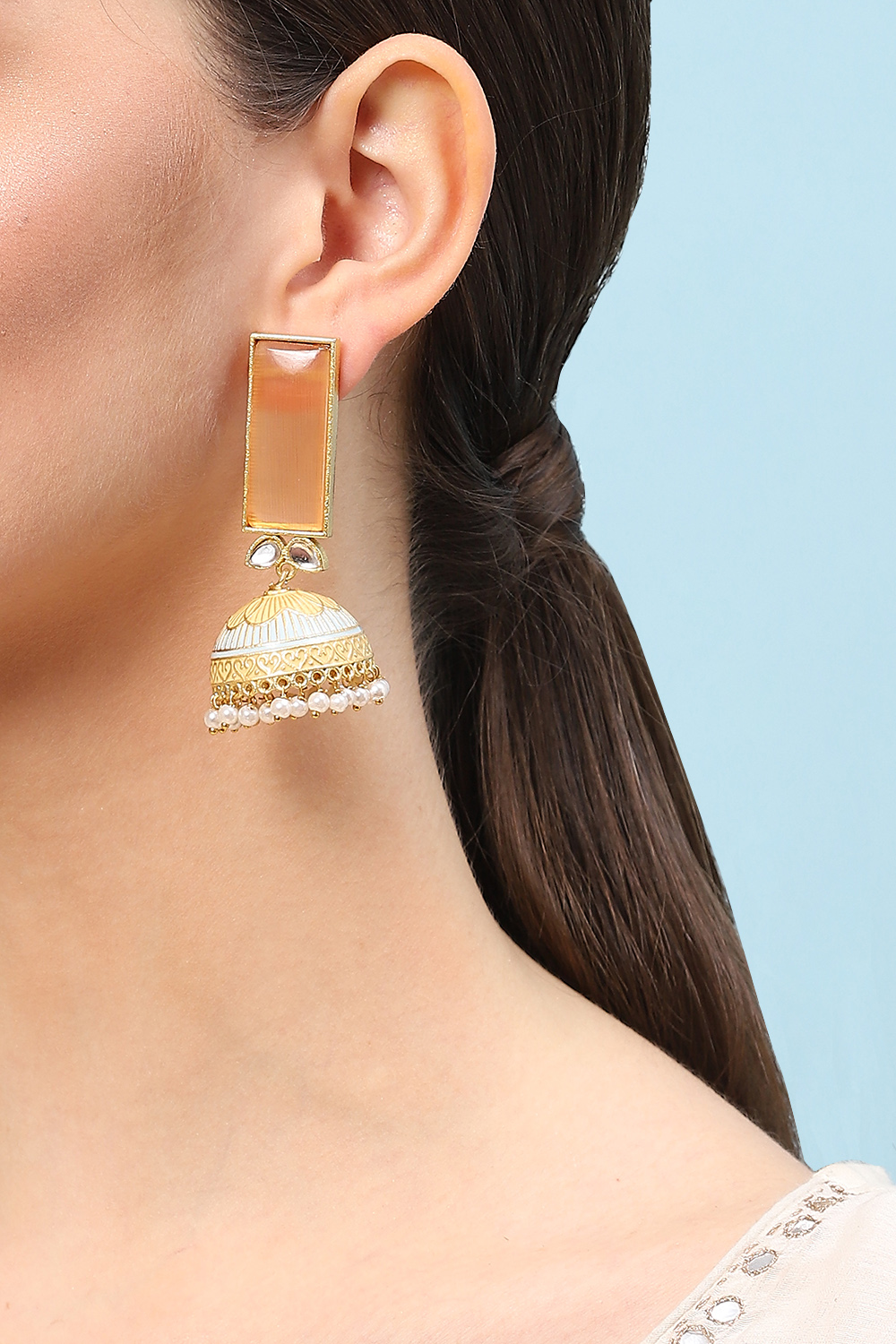 Peach Brass Earrings image number 1