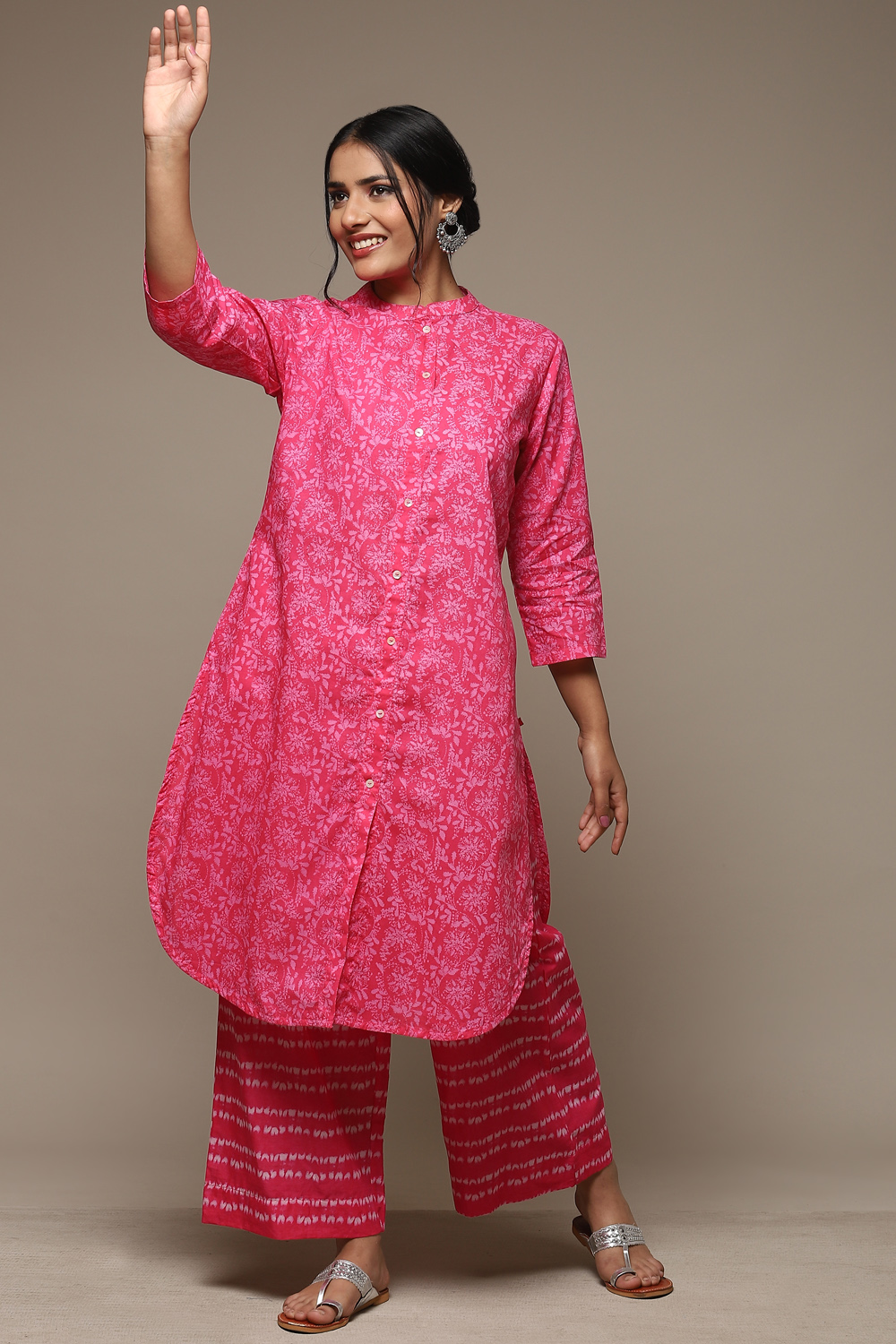 Yellow Cotton Straight Kurta Palazzo Suit Set image number 0