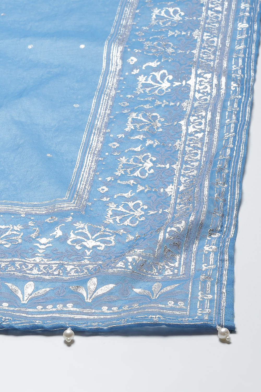 Blue LIVA Straight Kurta Palazzo Suit Set image number 3