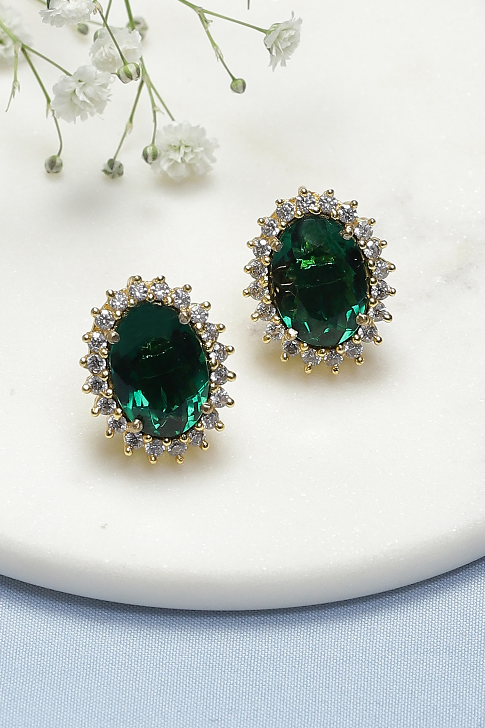 Green Brass Earrings image number 0