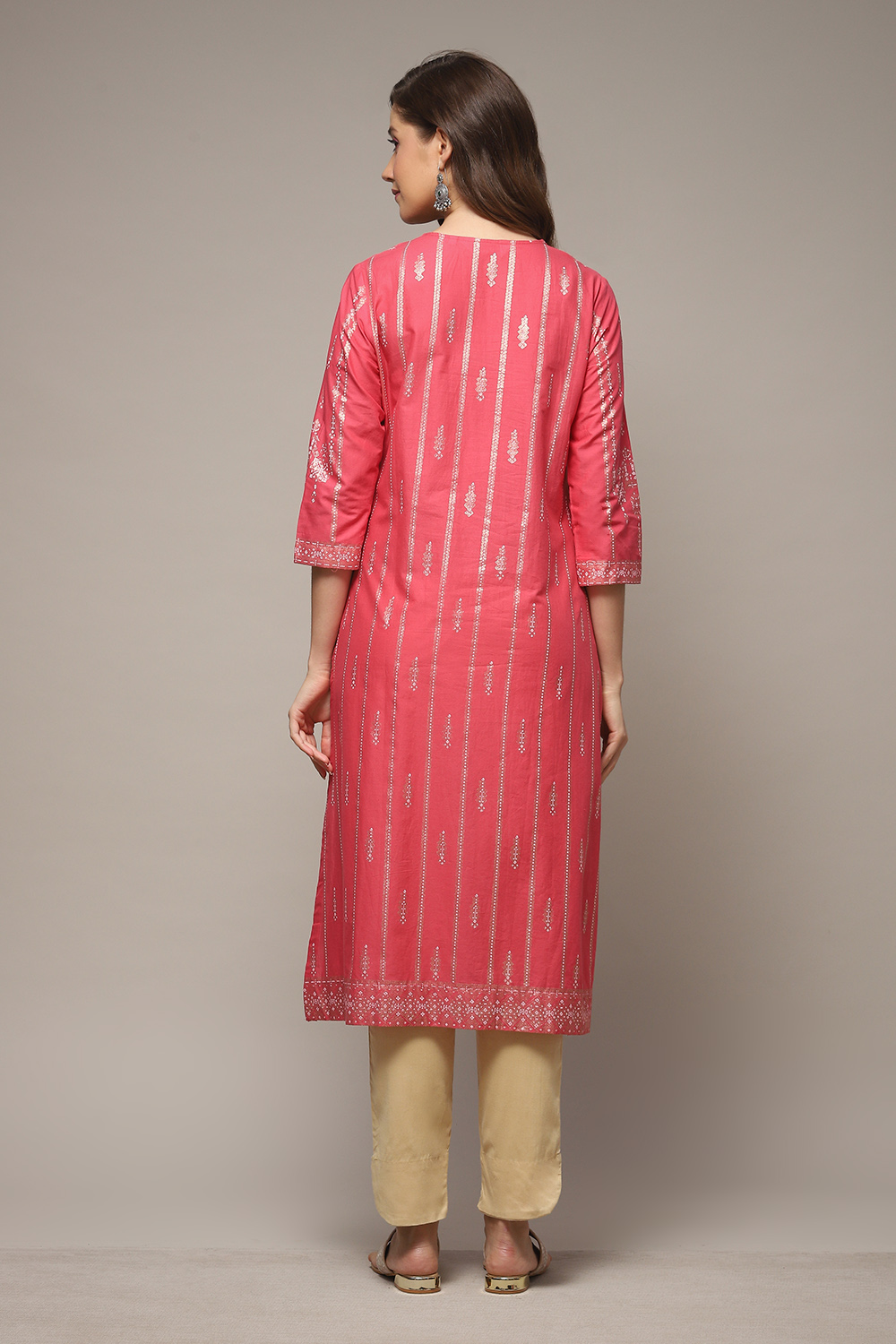 Ink Blue Cotton Straight Printed Kurta image number 2