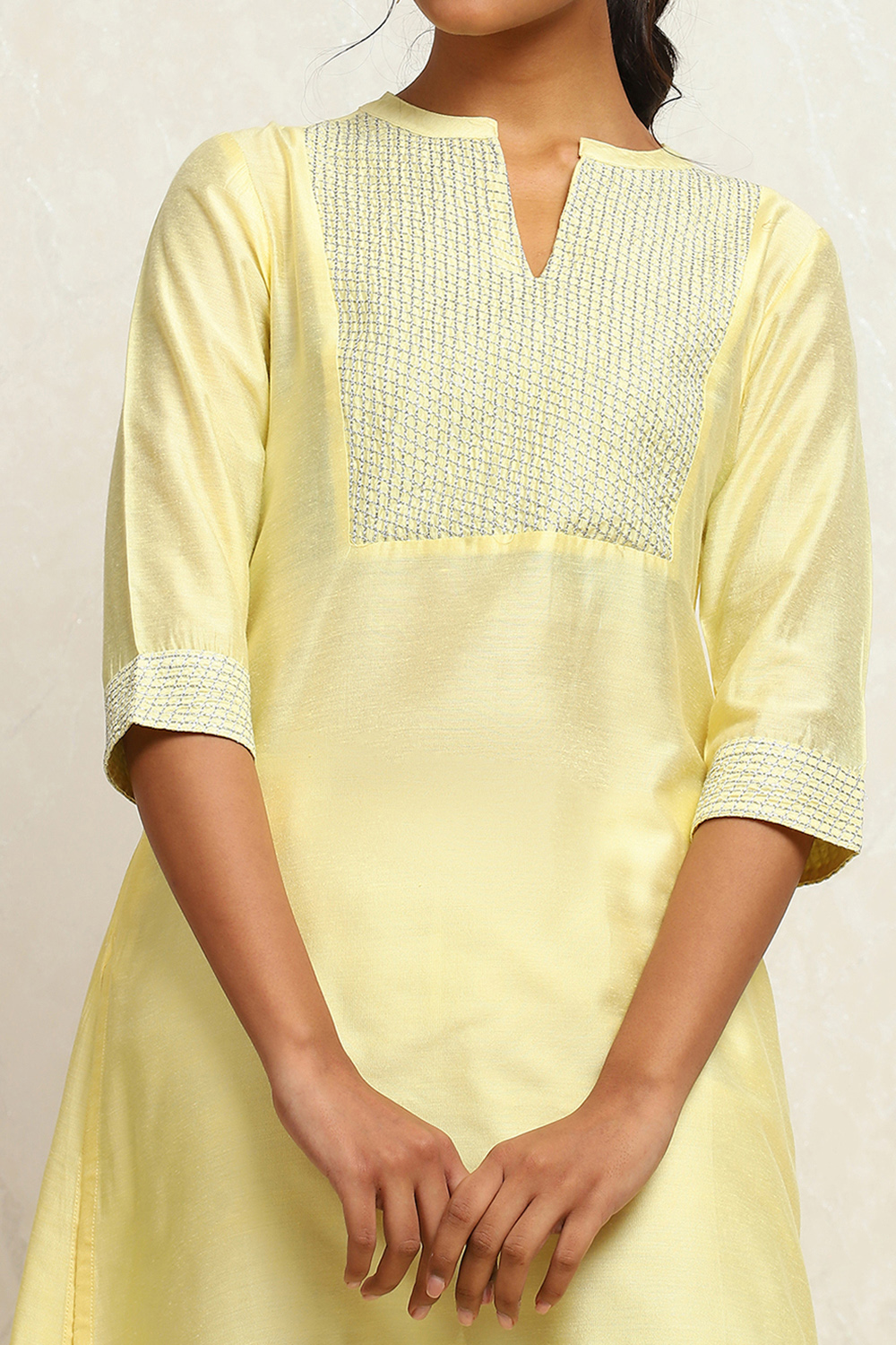 Yellow Solid Nylon Viscose Straight Kurta image number 1