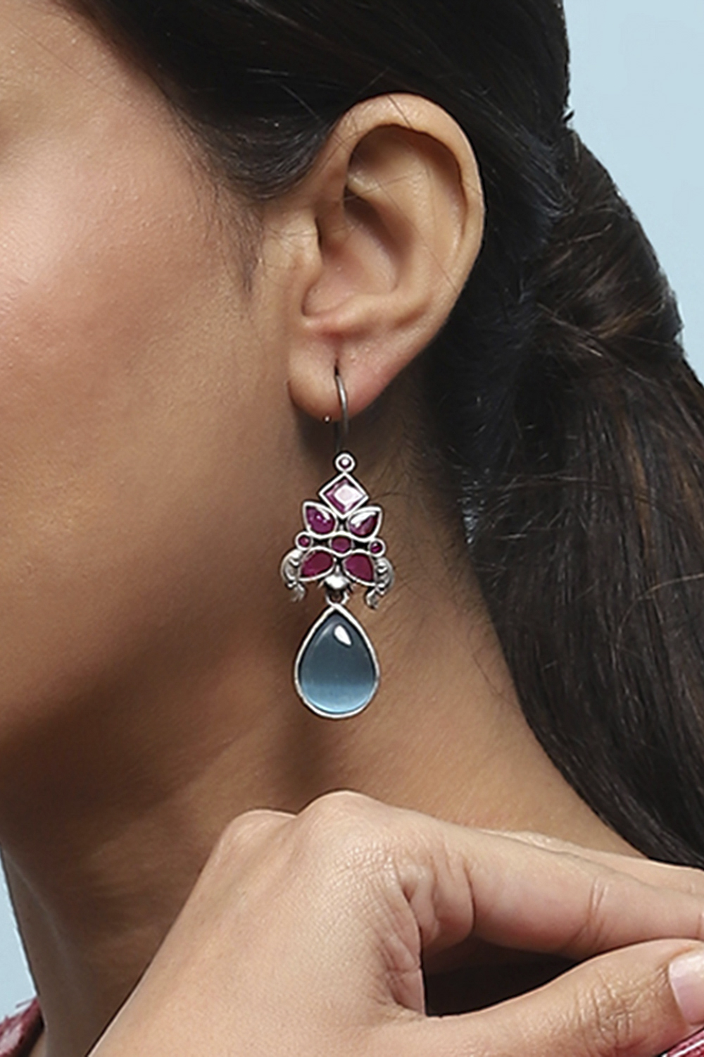 Blue Pink Brass Drop & Danglers image number 3