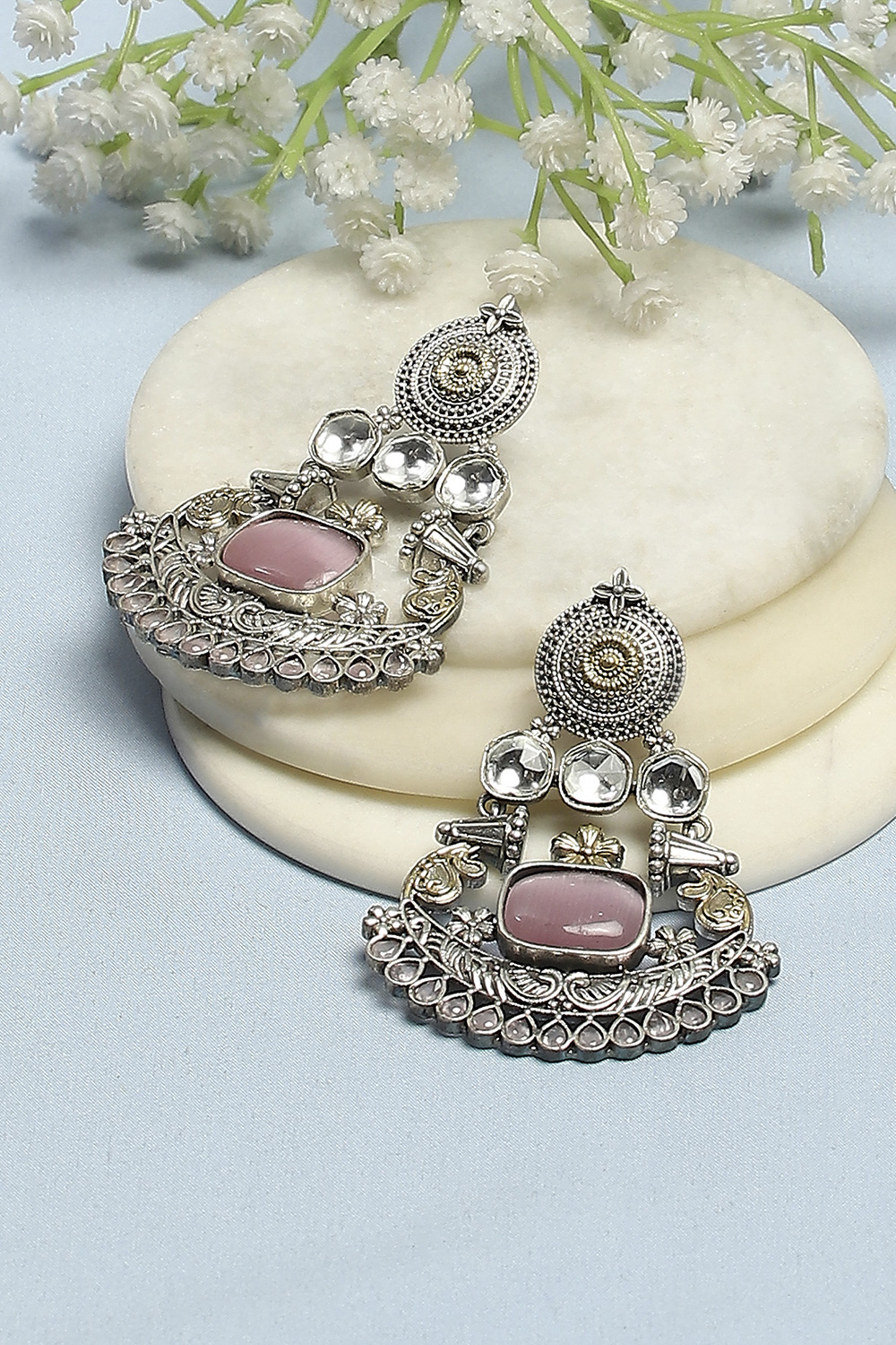 Light Pink Brass Danglers image number 0