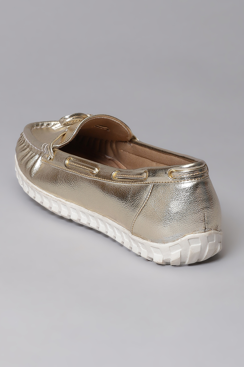 Metallic Gold Synthetic Formal Loafers image number 5