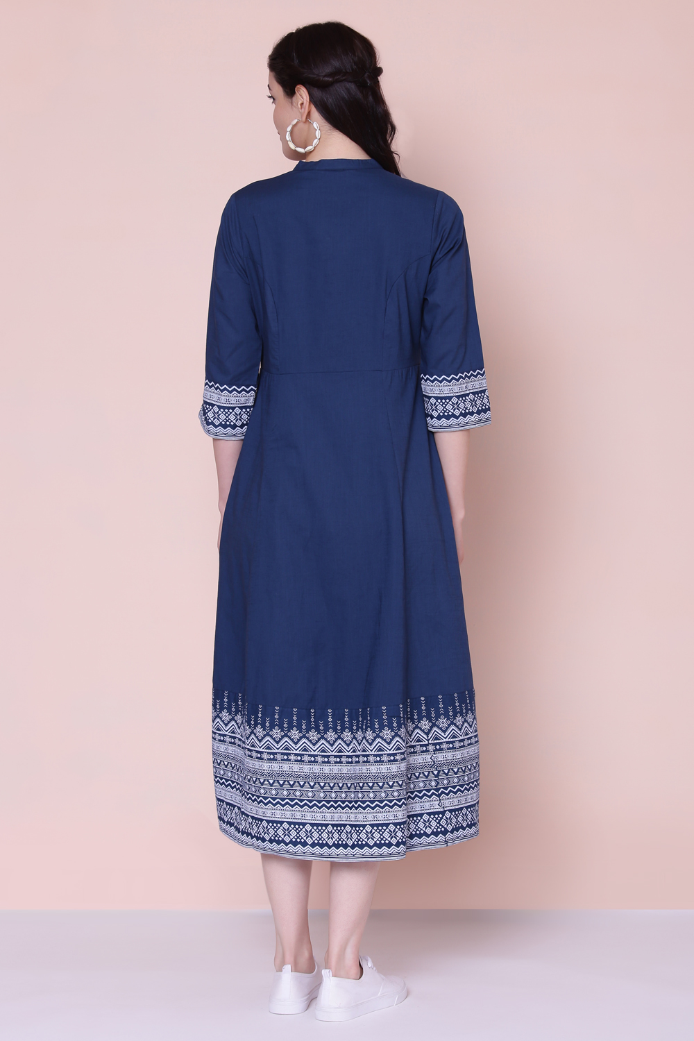 Blue Cotton A-line Dress image number 5