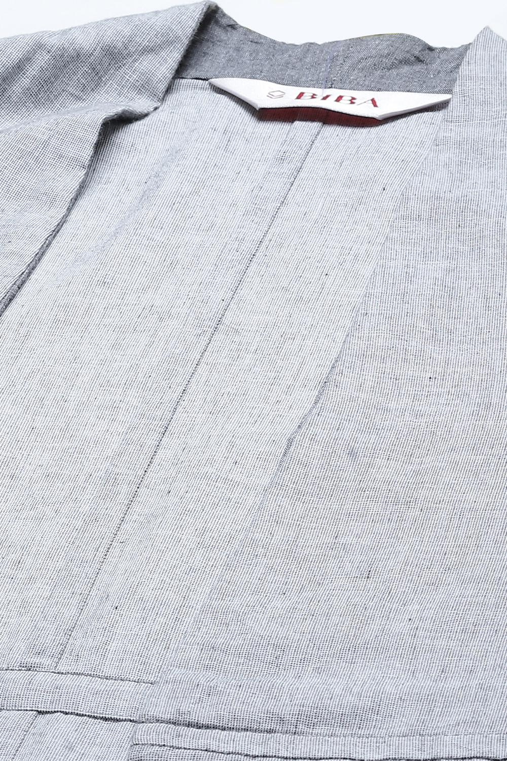 Grey Straight Cotton Fusion Wear 3 Piece Set