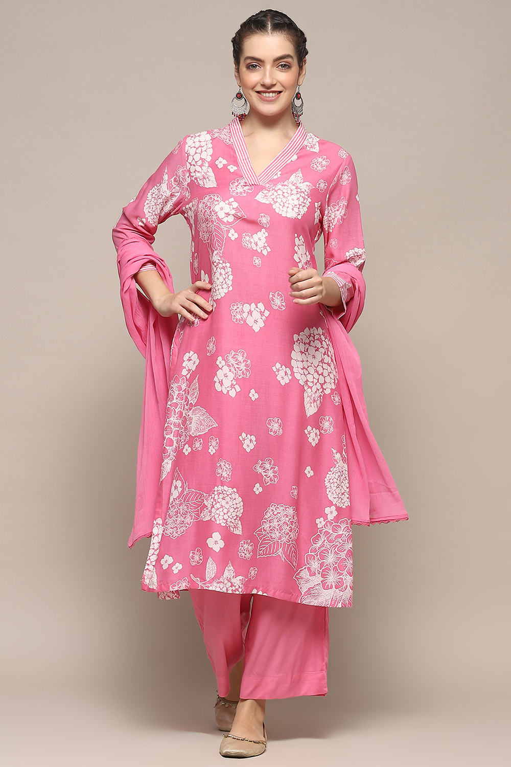 Pink Rayon Straight Suit Set image number 7