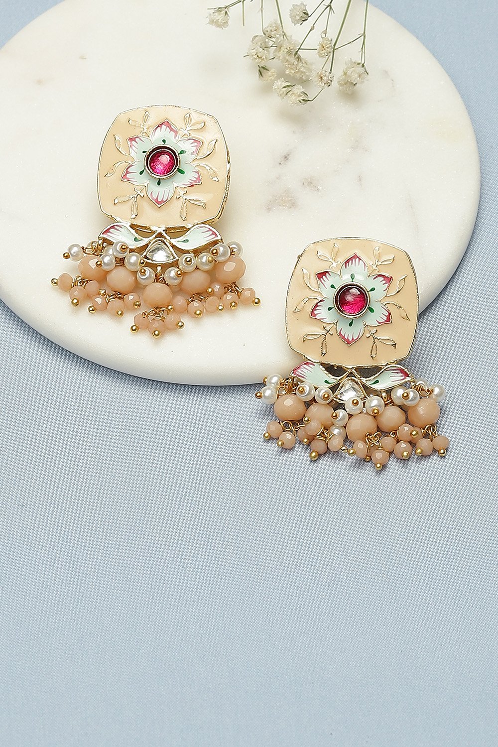 Peach Alloy Earrings image number 0