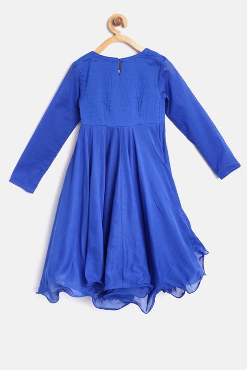 Blue Poly Cotton Anarkali Suit image number 4