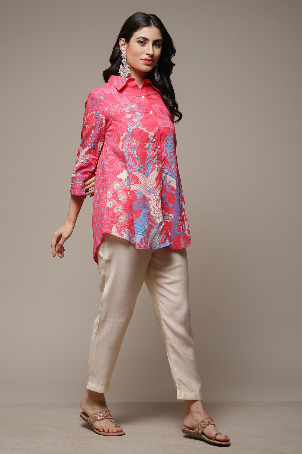 Ecru Rayon Printed Shirt image number 0