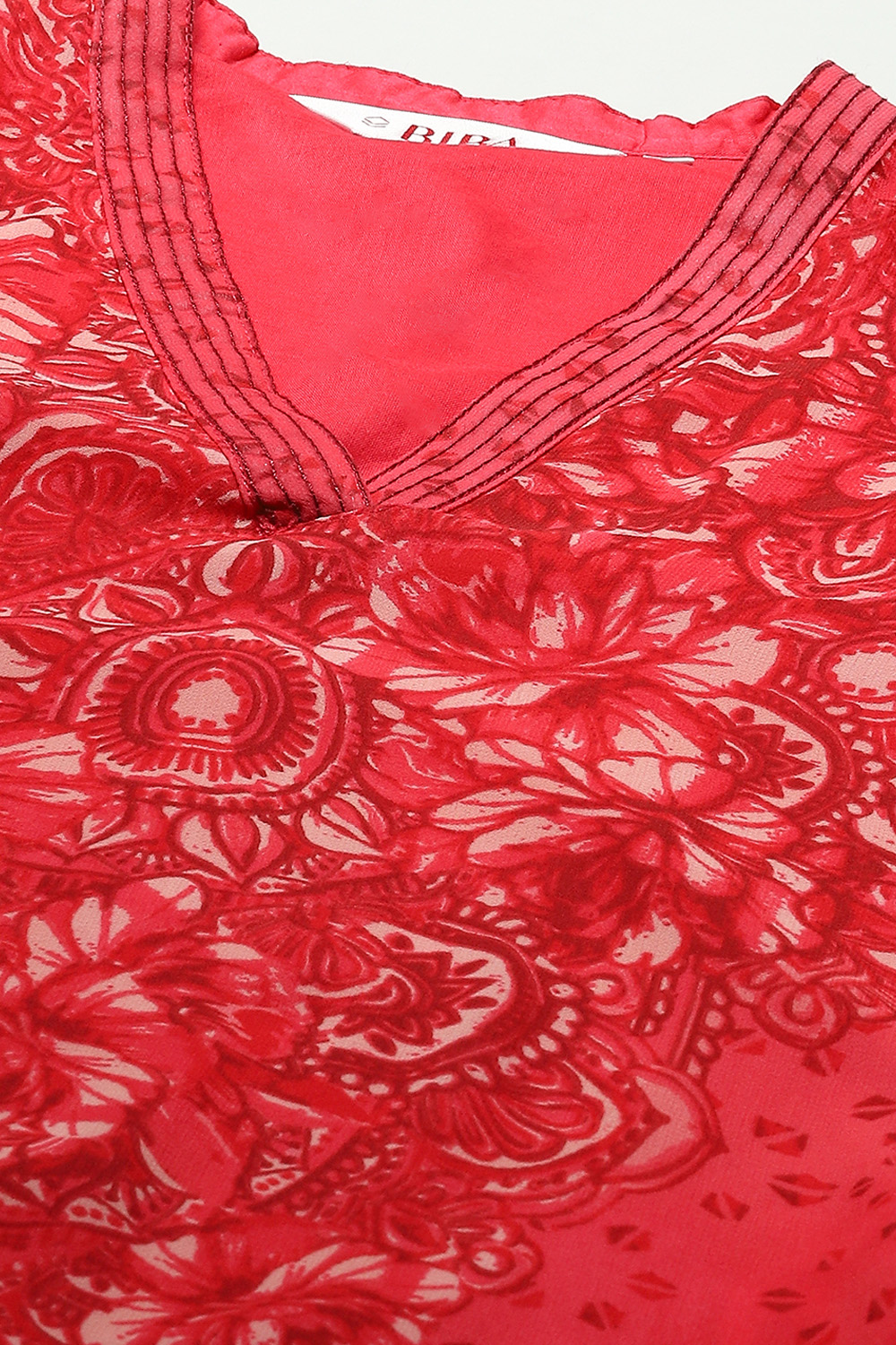 Lace Detailed Cotton Printed Straight Kurti By Kiasha, KIA-FAB4