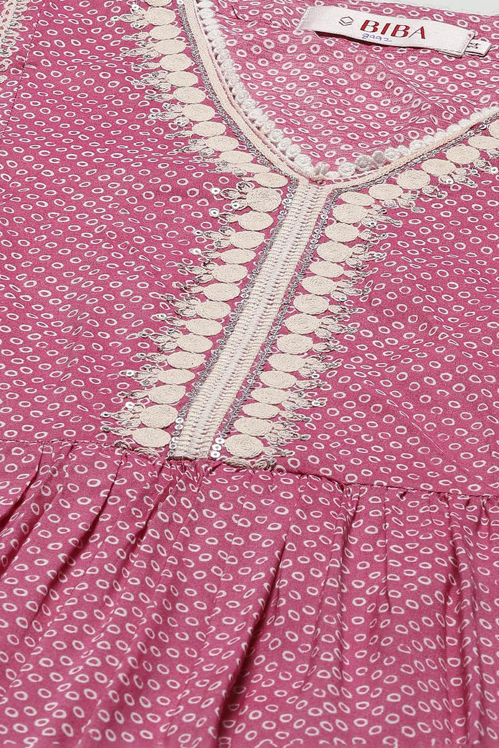 Pink Cotton Blend Straight Kurta Palazzo Suit Set image number 1