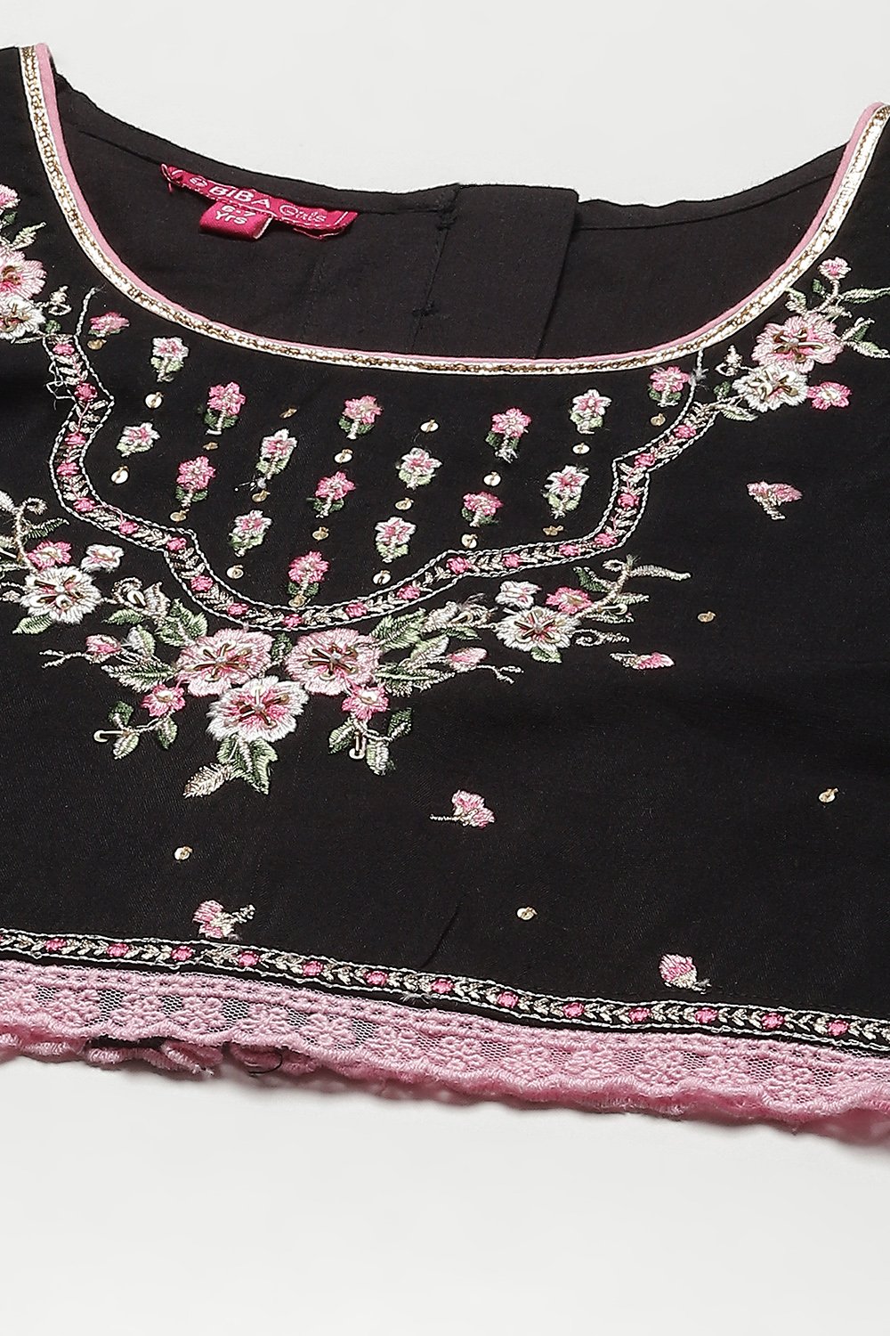 Black Art Silk Lehenga Set image number 1