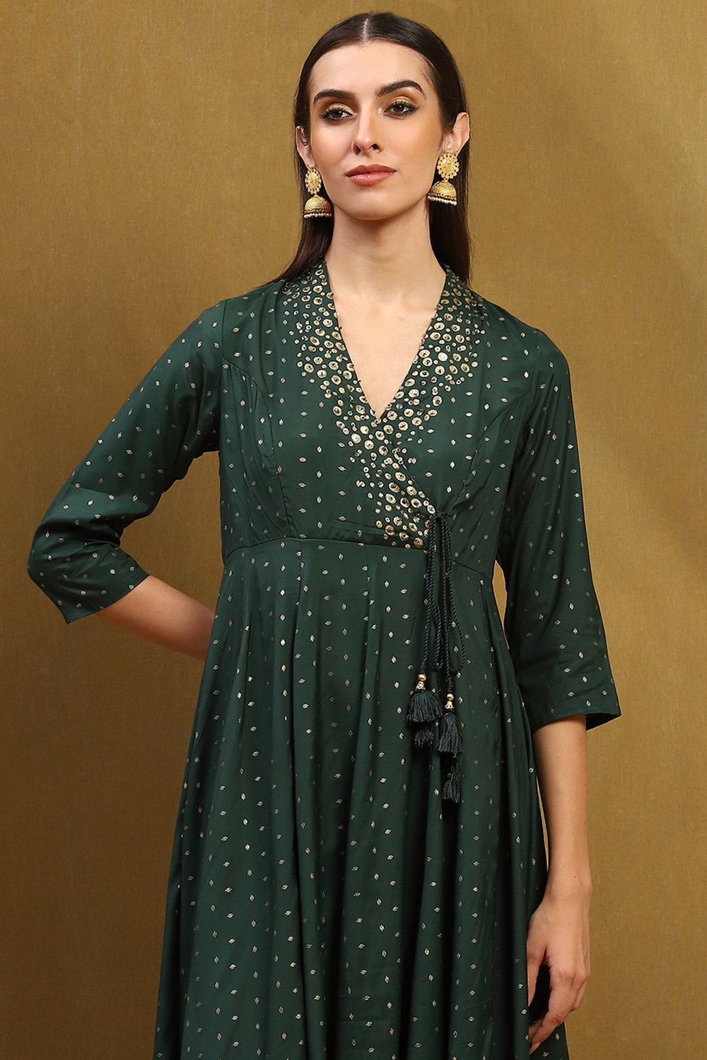 Dark Green Shantoon Anarkali Suit Set image number 8