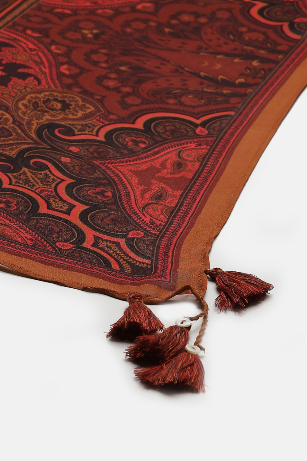 Burnt Orange LIVA Printed Scarf image number 1