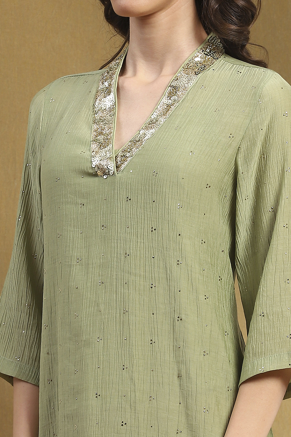 Mauve Polyester Straight Kurta image number 1