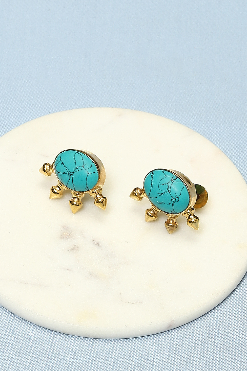 Turquoise Brass Earrings image number 0