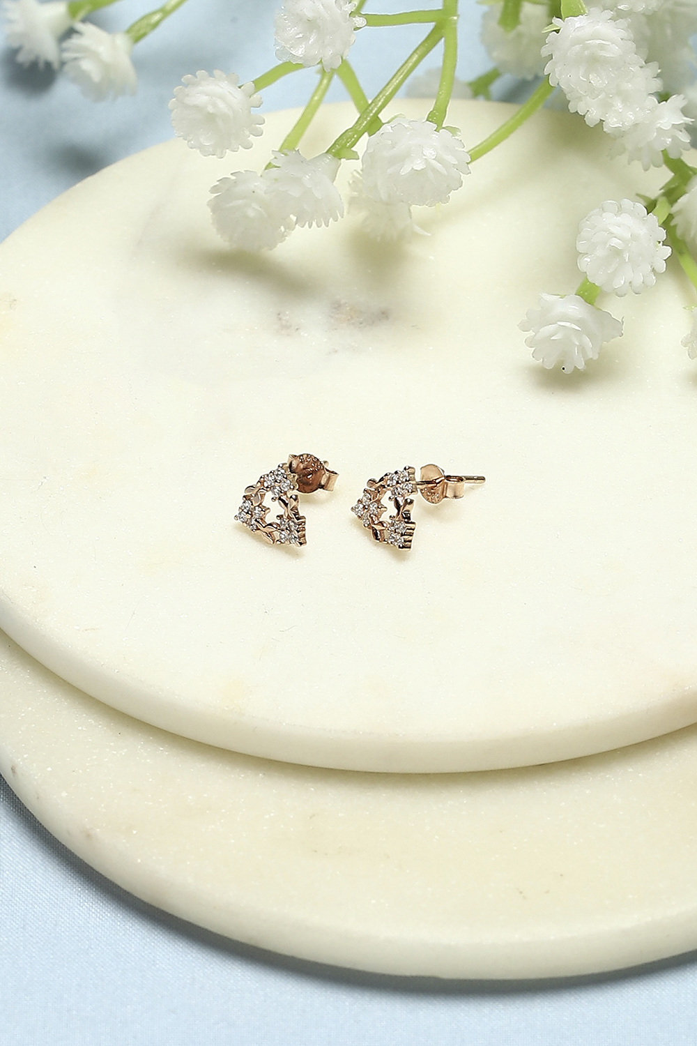 White Rose Gold-Plated Everyday Triangular Studs image number 0