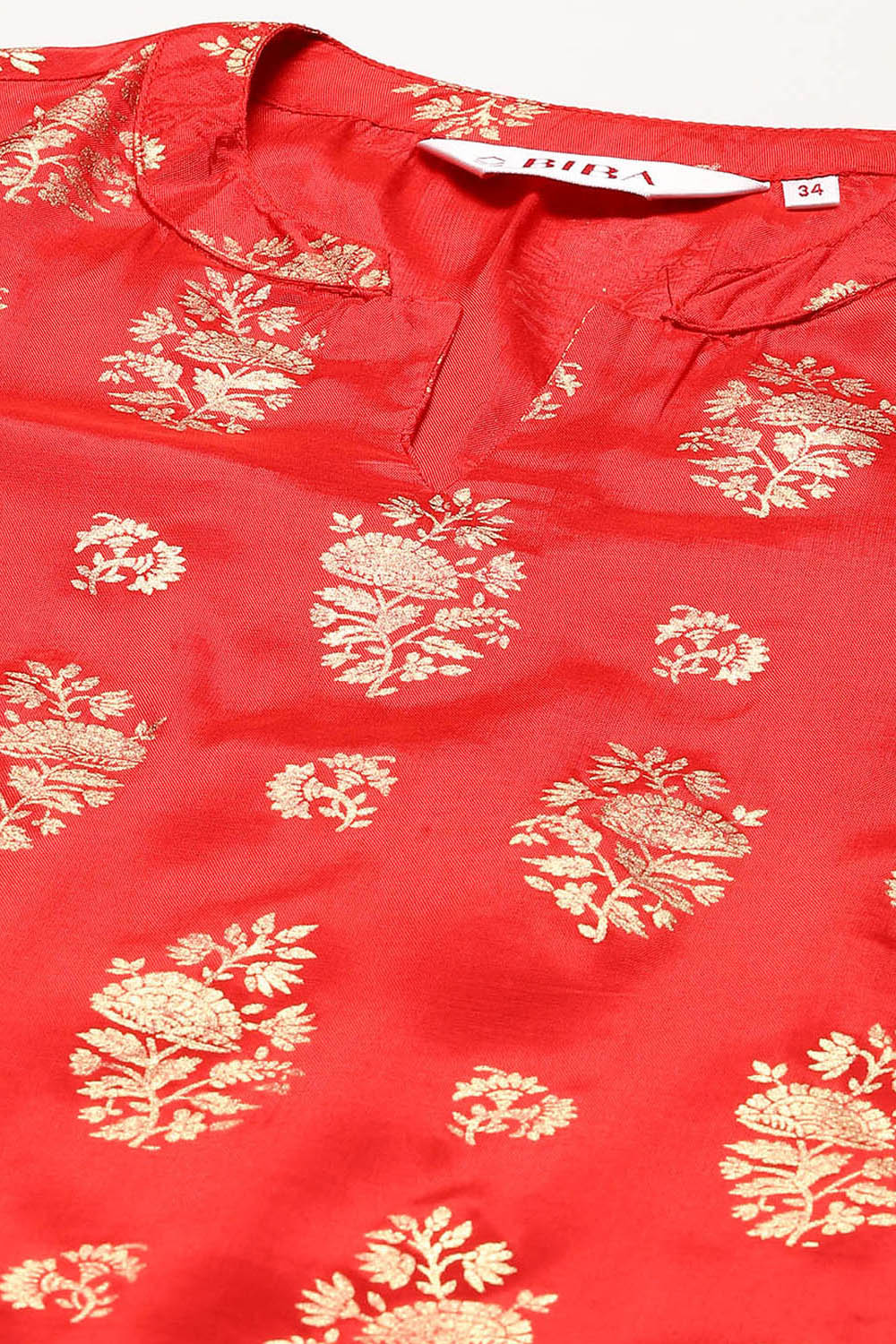 Red Rayon A-Line Printed Kurta image number 1