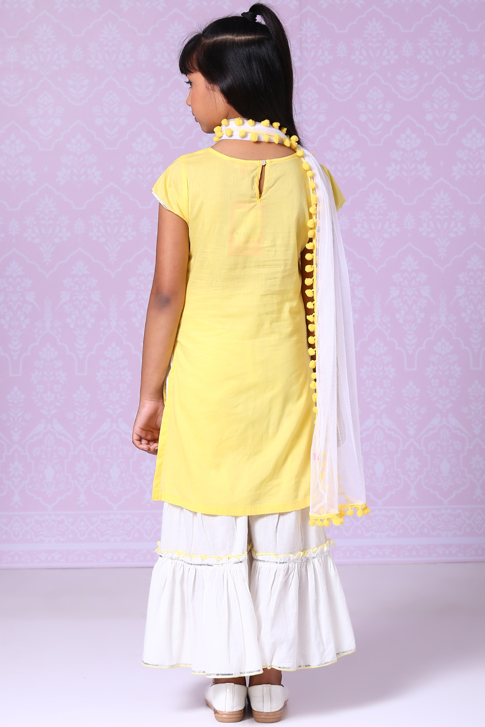 Yellow And White Cotton Sharara Kurta Sharara Suit Set image number 7