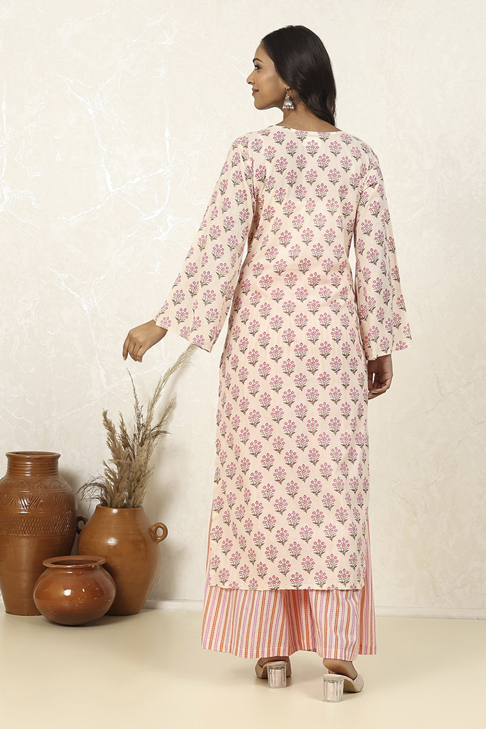 Blue Cotton Printed Unstitched Suit Set image number 5