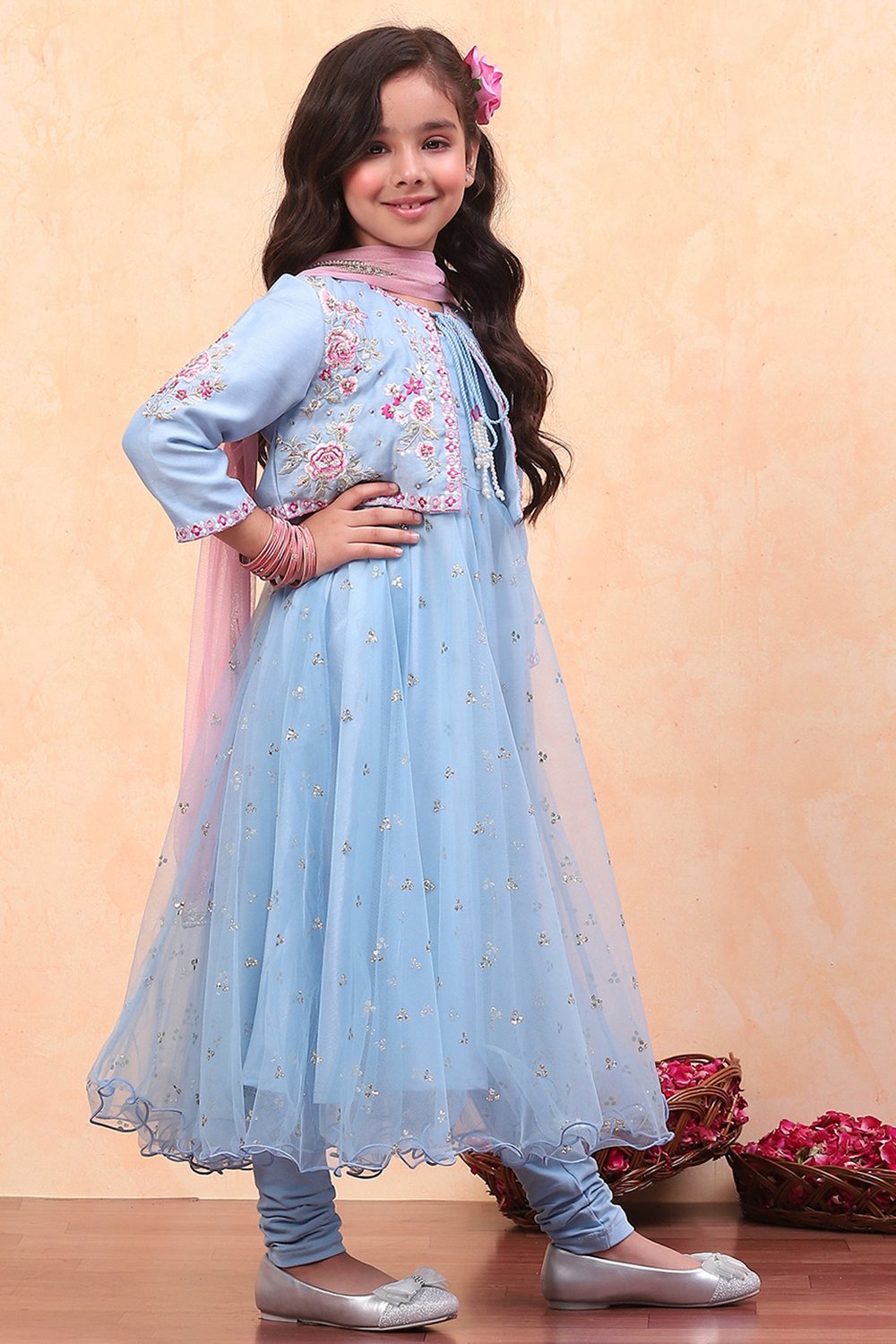 Blue Net Anarkali Suit Set image number 5