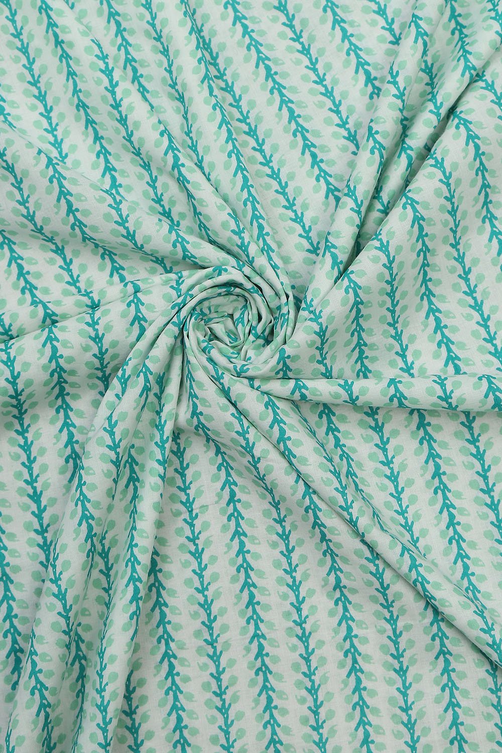 Teal Cotton Printed Unstitched Suit Set image number 2