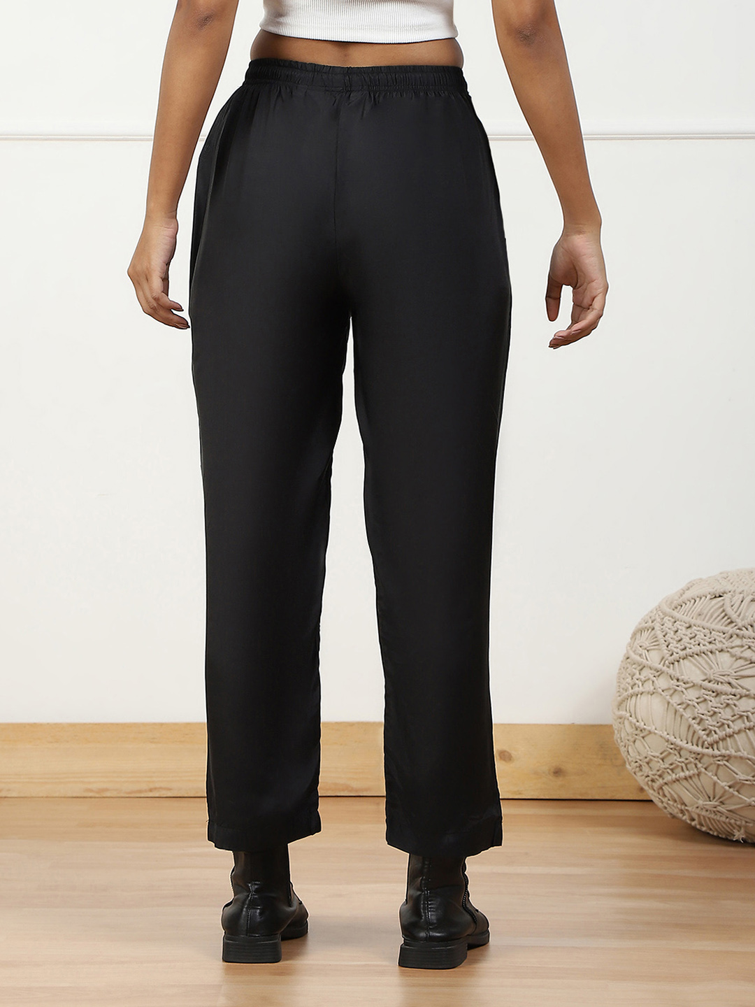 Black Modal Palazzo Pants image number 5