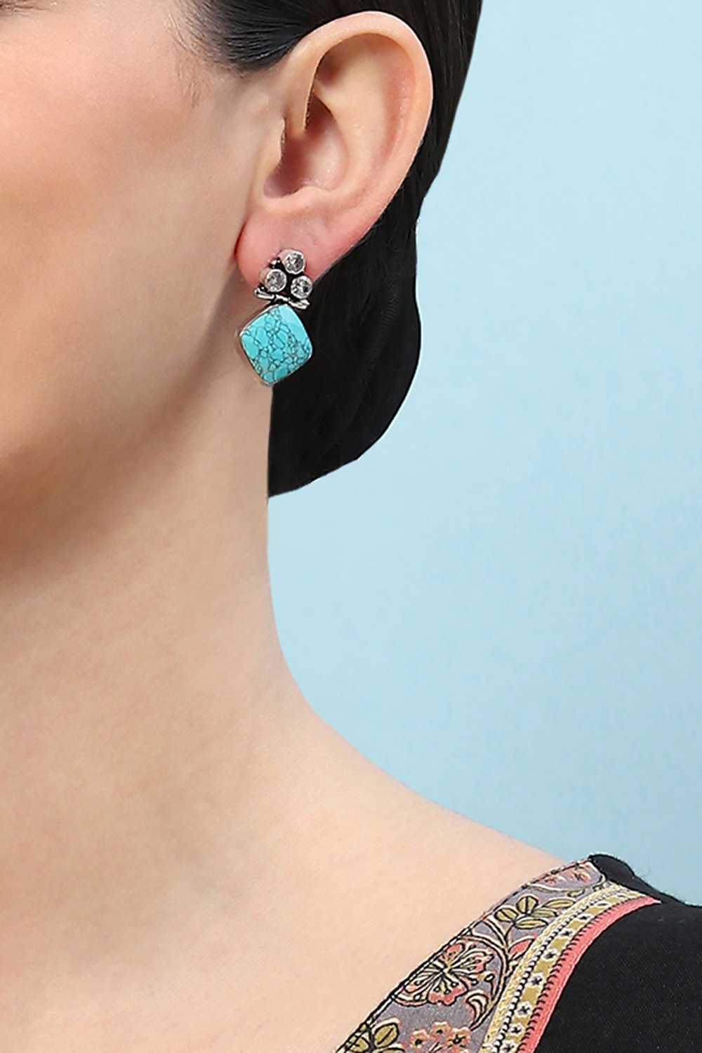 Turquoise Brass Earrings image number 1