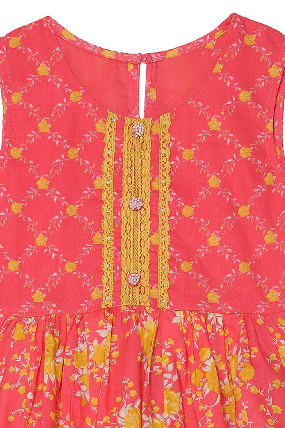 Pink Cotton Gathered Suit Set image number 1