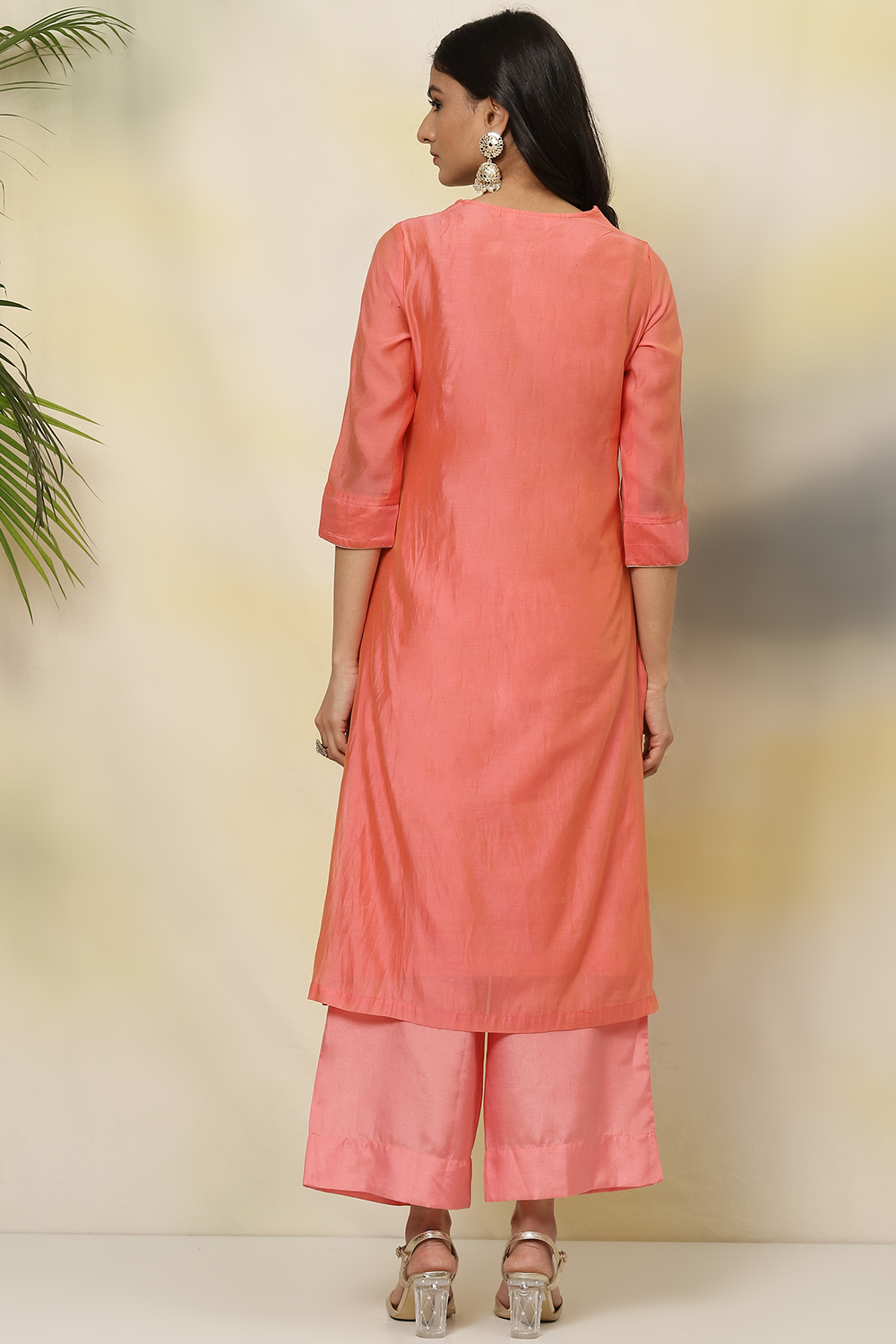 Orange Art Silk Short Yarndyed Kurti image number 4