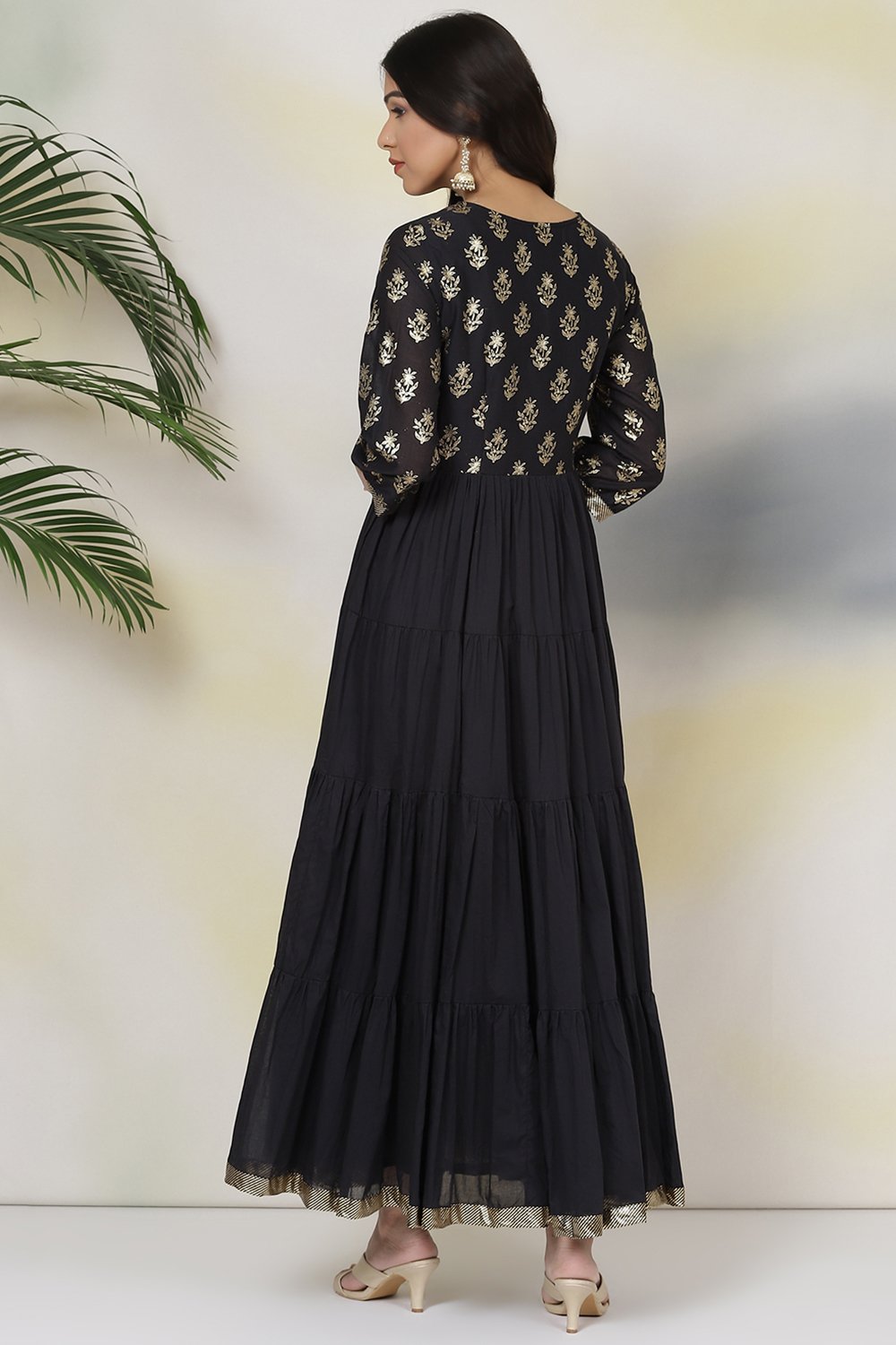 Black Cotton Fusion Dress image number 4