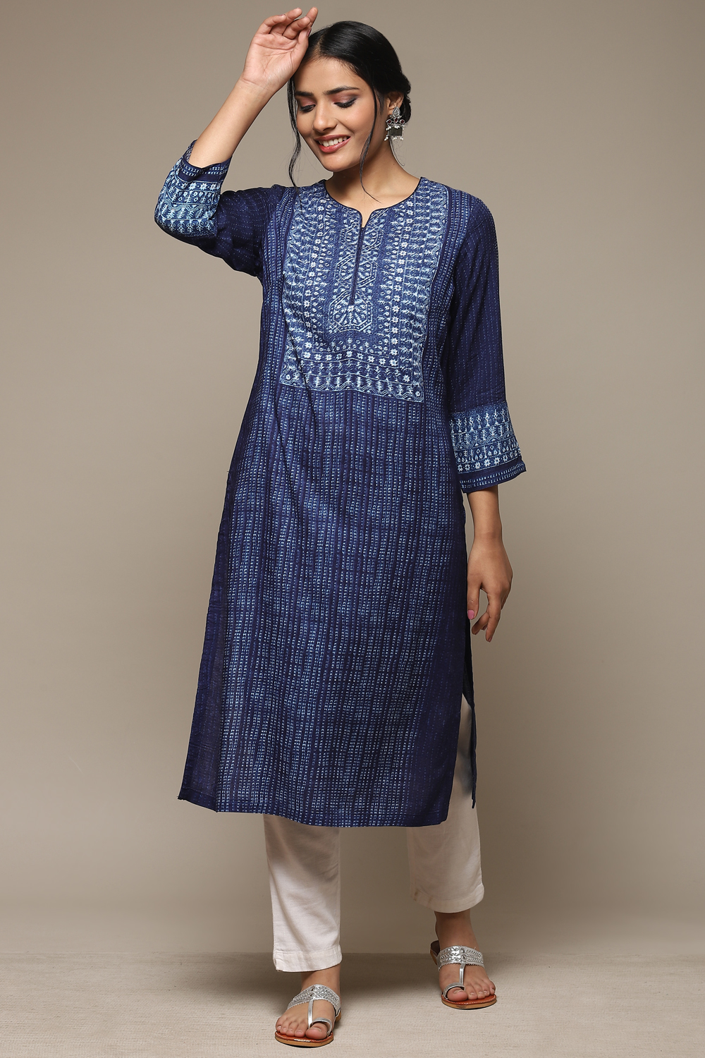 Indigo women's clearance straight cotton kurta