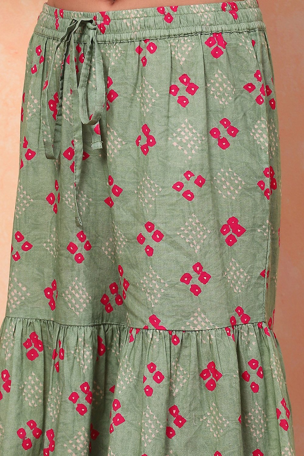 Pink Cotton Floral Printed Asymmetric Suit Set image number 2