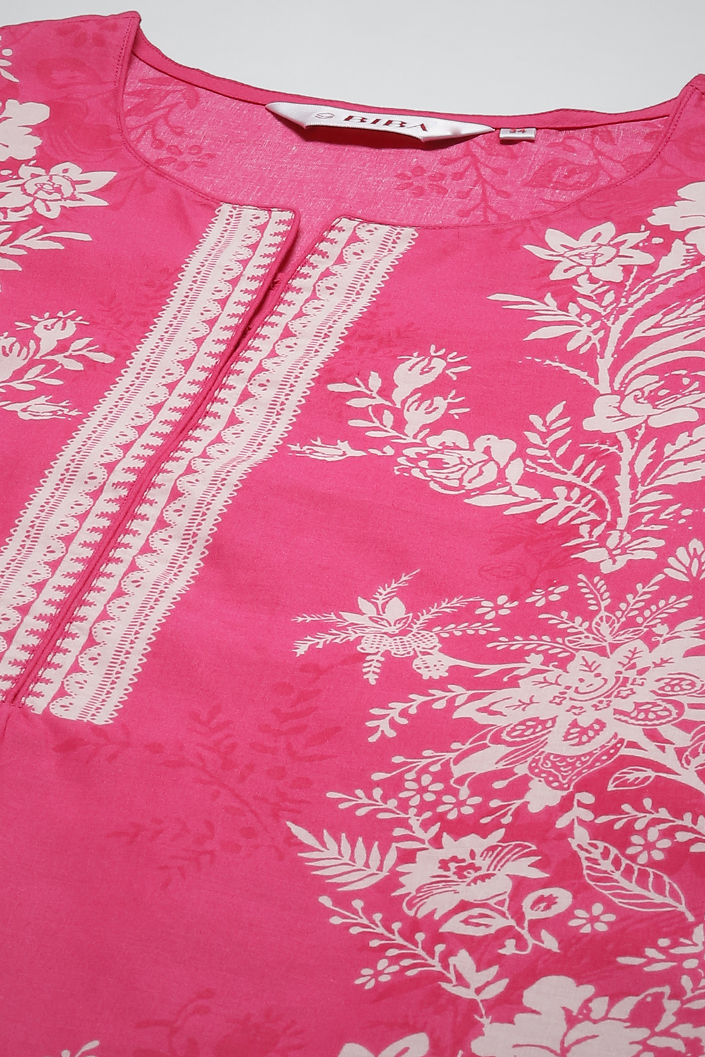 Pink Cotton Straight Printed Kurta image number 5