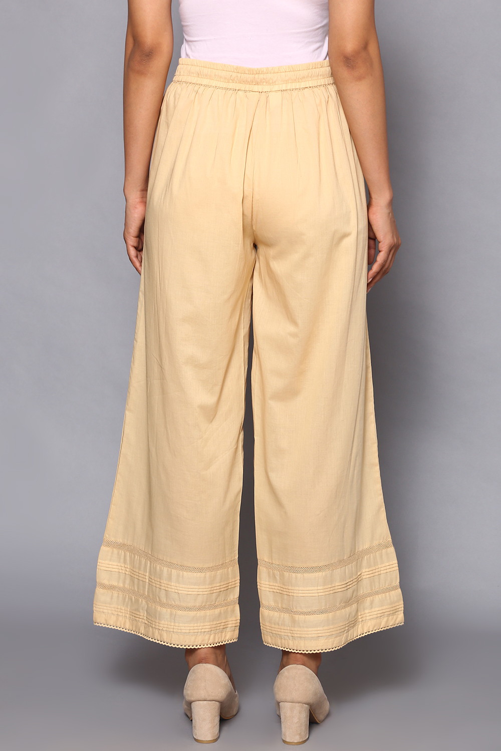 BIBA Women Regular Fit Bottom Wear,Beige, M : : Fashion