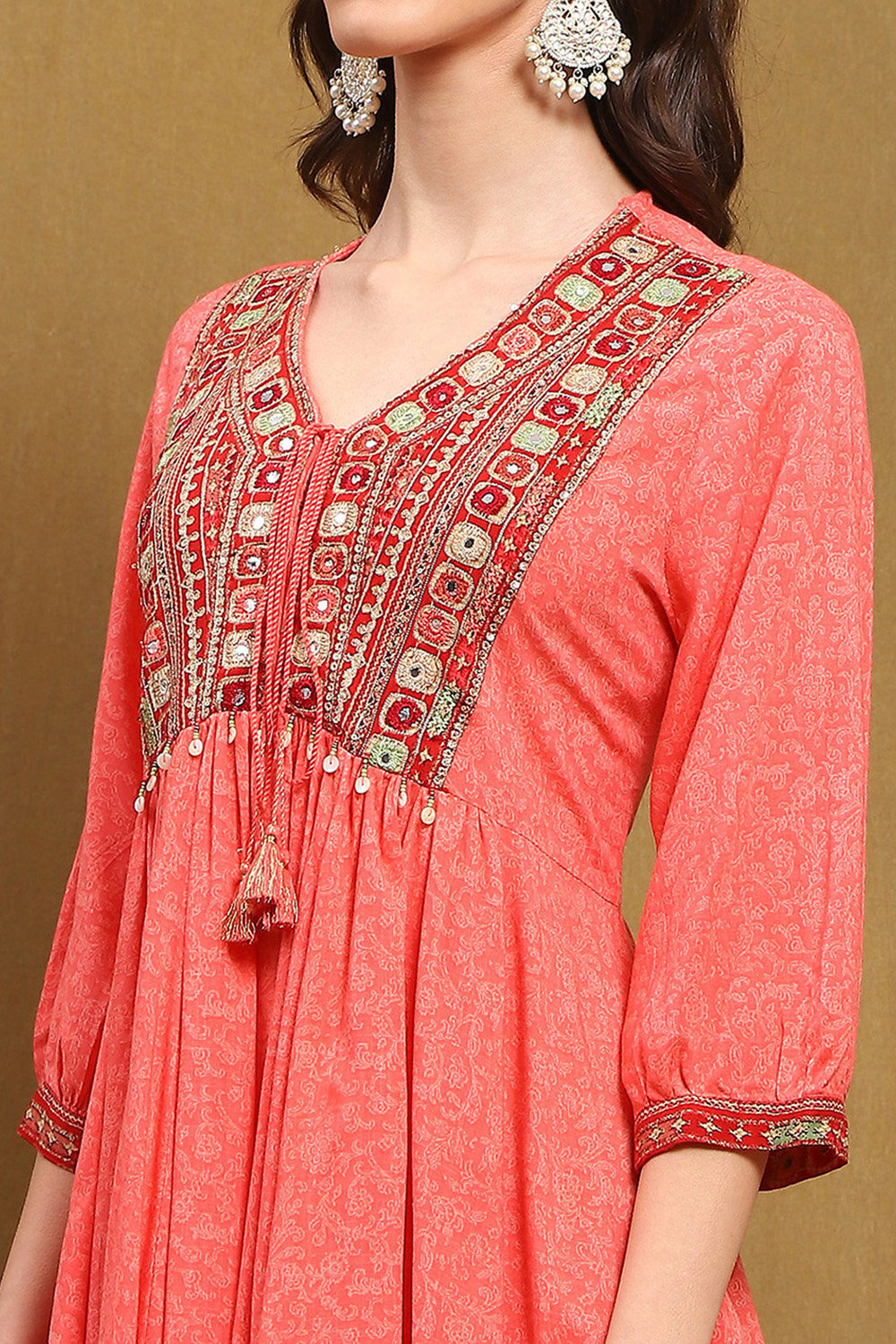 Blue and Beige Embroidered Peplum Kurta Set image number 1